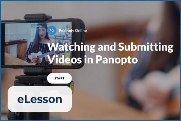 A screenshot of the header for an eLesson titled "Watching and Submitting Videos in Panopto"